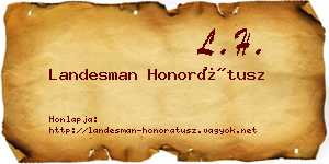 Landesman Honorátusz névjegykártya
